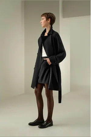 Lilysilk Short Trench Coat Twill Silk-Wool Blend Windproof Collar Suitable For Various Occasions United Kingdom M