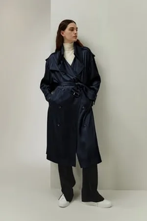Lilysilk Silk Trenchcoat 1% Silk Charmeuse Relaxed Drop-Shoulder Design Perfect Wardrobe Staples United Kingdom S