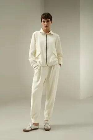 Lilysilk Silk-Wool Sweat Jacket With Pockets Bold Contrast Zipper Stylish United Kingdom L