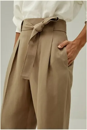 Lilysilk High Waisted Tapered Trousers Silk Linen Blend With Rolled Cuffs Effortless Femininity 8