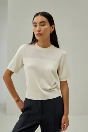 Lilysilk Sophisticated Dual-Knit Silk T-Shirt 1% Silk Knitted Suitabler For Multiple Occasions And Settings L