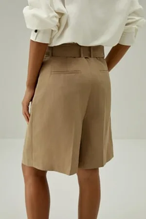 Lilysilk Shorts And Bermudas Silk Linen Blend With Adjustable Belt Feminine 8