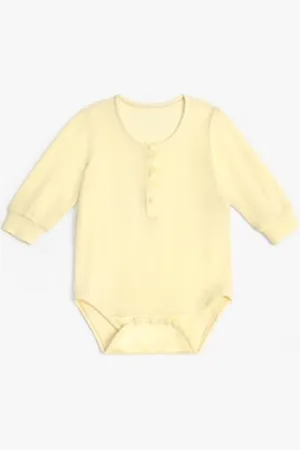 Lilysilk Classic Unisex Silk Knit Bodysuit for Babies Golden-Yellow 59K Snap Closure at Inseam Slim Fit