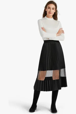 Lilysilk Silk Skirt Pleated Skirt With Mesh Insert Skin Friendly