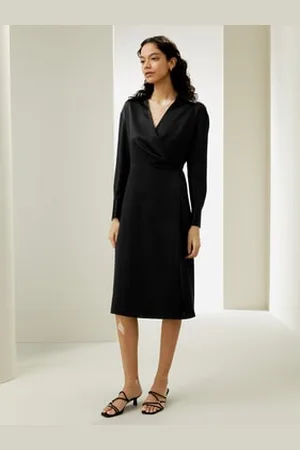 Lilysilk Womens Long Sleeve Silk Dress Natural Silk Feminine Collared Dress 6