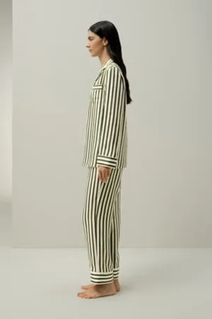 Lilysilk Silk Pjs 1% Silk Classic Stripes Relaxed Fit M