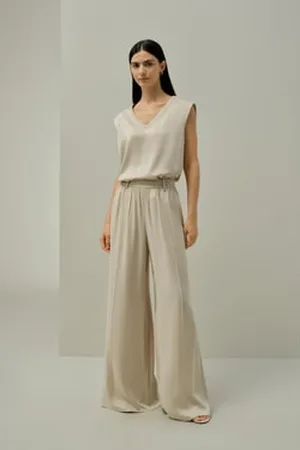 Lilysilk Silk Wide Leg Pants Quality Silk X Melissa Murrell Luxurious Navy Blue 1