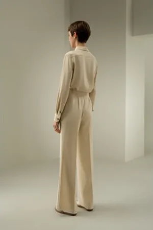 Lilysilk Silk Wide Leg Pants Silk-Linen Silk Cr¨ºpe De Chine Breathable 2