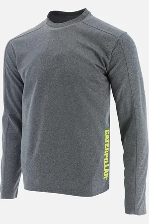 Caterpillar Unisex Adult Heathered Coolmax Long-Sleeved T-Shirt - - Size: Regular/36/10/8