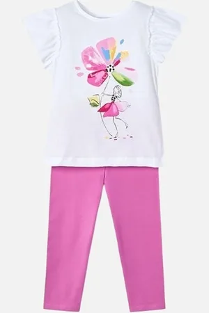 Mayoral Girls Purple Floral Legging Set - - Size: 2 years