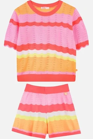 Billieblush Girls Pink Multi Knit Crochet Short Set - Size: 5 years