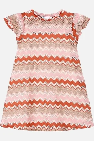 Mayoral Girls Orange Zig Zag Dress - Size: 4 years