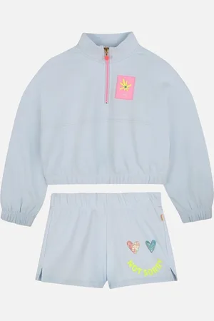 Billieblush Girls Pale Blue Zip Up Jumper Short Set - Size: 3 years