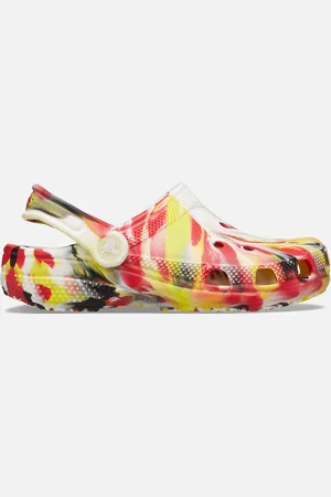 Crocs 210718-6WE GLOW-IN-THE-DARK MARBLED Unisex Kids Classic Clogs Varsity Red/ - Size: UK 3 older kids