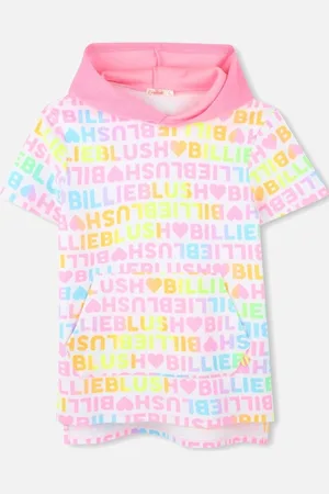 Billieblush Girls Pink Multi Towelling Logo Hoody Dress - Size: 2 years