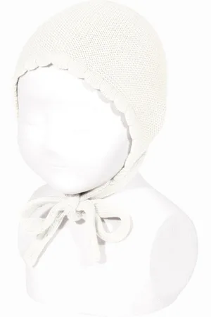 CONDOR Cream Knit Tie Bonnet - Size: 0-3 months