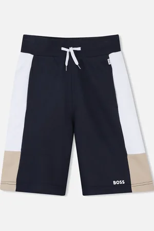 HUGO BOSS Boys Navy and Beige Logo Jog Shorts - - Size: 4 years