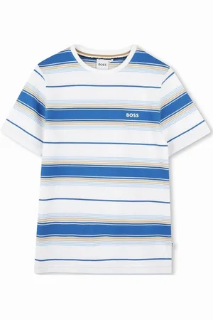 HUGO BOSS BOSS BOYS BLUE STRIPED T SHIRT J52045