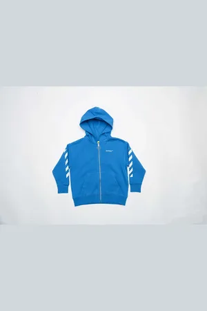 OFF-WHITE Juniors Helvetica Diagonal Zip Hoodie - - Size: 4 years