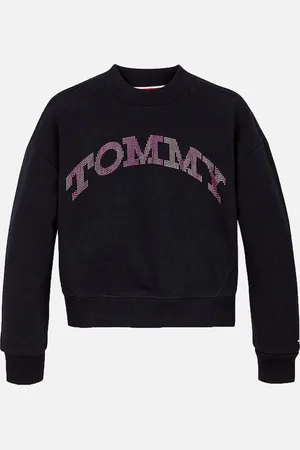 Tommy Hilfiger Varsity Logo Relaxed Cropped Sweatshirt Girls Navy - - Size: 4 years
