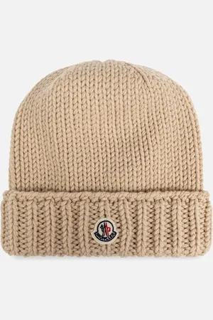 Moncler Kids Classic Wool Hat Beige - - Size: L