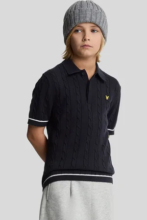 Lyle & Scott Kids Short Sleeve Cable Knit Polo Shirt - Size: 8/9 y