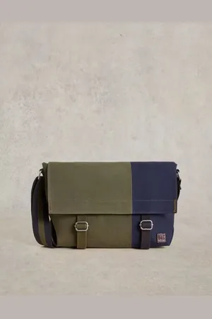 White Stuff Teddy Canvas Messenger Bag Green