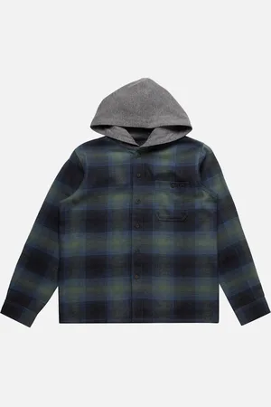Billabong Kids Baj Hooded Long Sleeve Flannel Shirt - - Size: 8 yrs