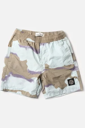 Stone Island Kids Camo Jersey Shorts Khaki - - Size: 4 years