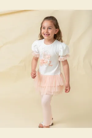CARAMELO Girls Peach Tulle Legging Set - Size: 12-18 months