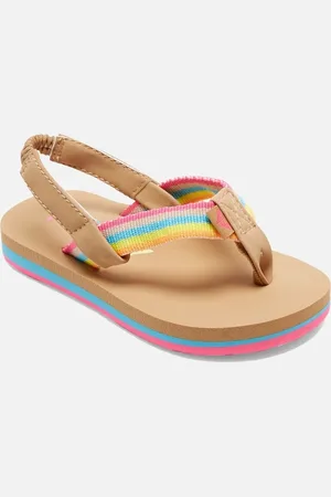 Roxy Infant Kids Colbee Strappy Floral Flip Flops Sandals - - Size: 5K