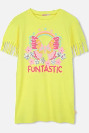 Billieblush Girls Fluorescent Yellow Tassel T-Shirt Dress - Size: 3 years