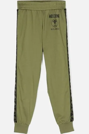 Moschino Boys Tape Logo Joggers in Olive - Size: 4 years
