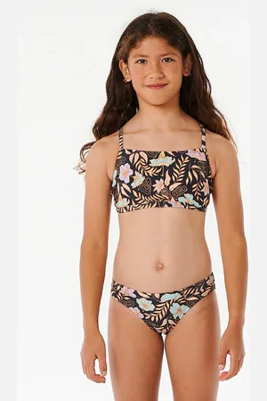 Rip Curl Rip Curl Girls Tropics 3 Piece Swim Surf Bikini Rash Vest Set - Washed - Size: 8 yrs