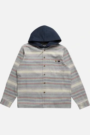 Billabong Kids Baj Hooded Long Sleeve Flannel Shirt - - Size: 8 yrs