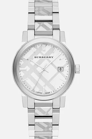 Burberry BU9037 The City Engraved Checked Steel Unisex Watch