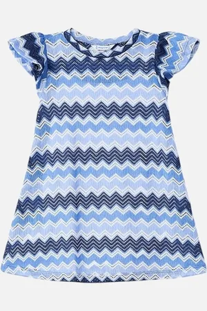 Mayoral Girls Blue Zig Zag Dress - Size: 2 years