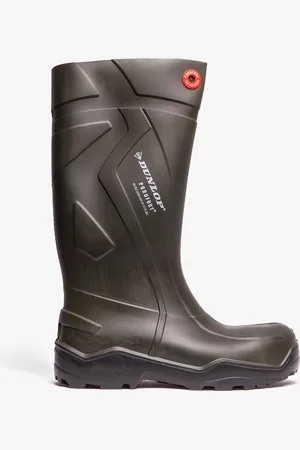 Dunlop PUROFORT+ Unisex S5 Full Safety Wellington Boots Green - - Size: 4/4