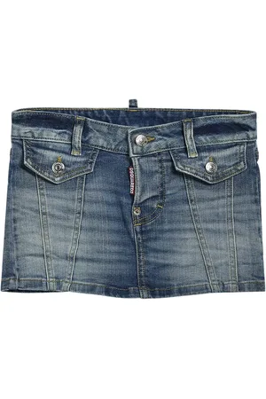 Dsquared2 Stretch Cotton Denim Mini Skirt