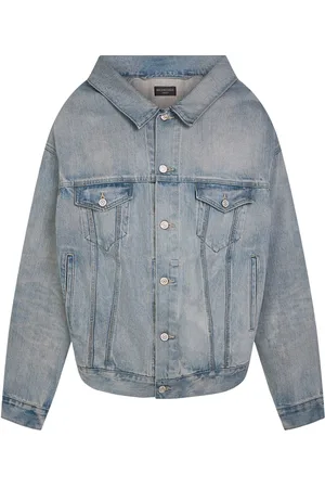 Balenciaga Off-shoulder Cotton Denim Jacket