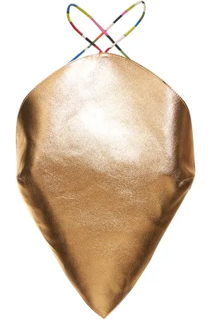 Puccini Leather Gold Drop Crop Top