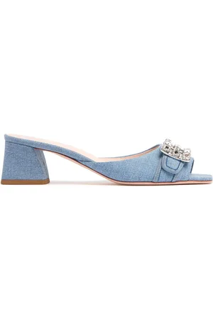 Roger Vivier 45mm Bikviv Denim Sandal Mules