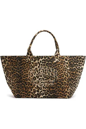 Ganni Xxl Leopard Print Tote