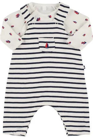 Petit Bateau Printed Cotton Jersey T-shirt & Overalls