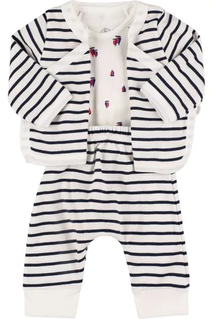 Petit Bateau Cotton Jersey Bodysuit, Cardigan & Pants