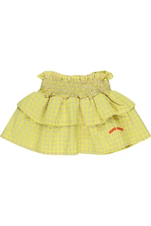 Bobo Choses Woven Cotton Blend Gingham Skirt