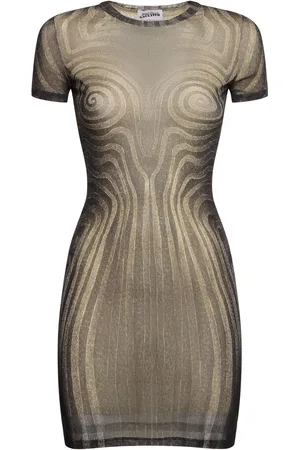 Jean Paul Gaultier Mesh Spiral Printed Mini Dress