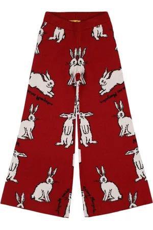 Maison Mangostan Rabbit Print Viscose Blend Knit Pants