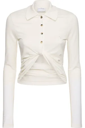 Courrèges Twist Cotton Piqué Cropped Polo