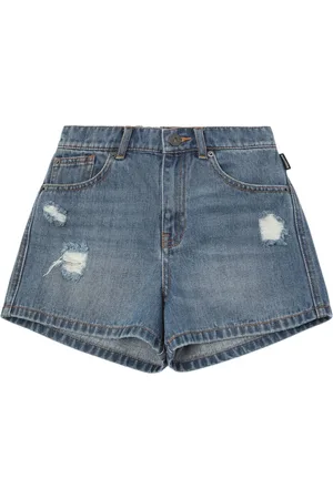 Moschino Distressed Cotton Denim Shorts